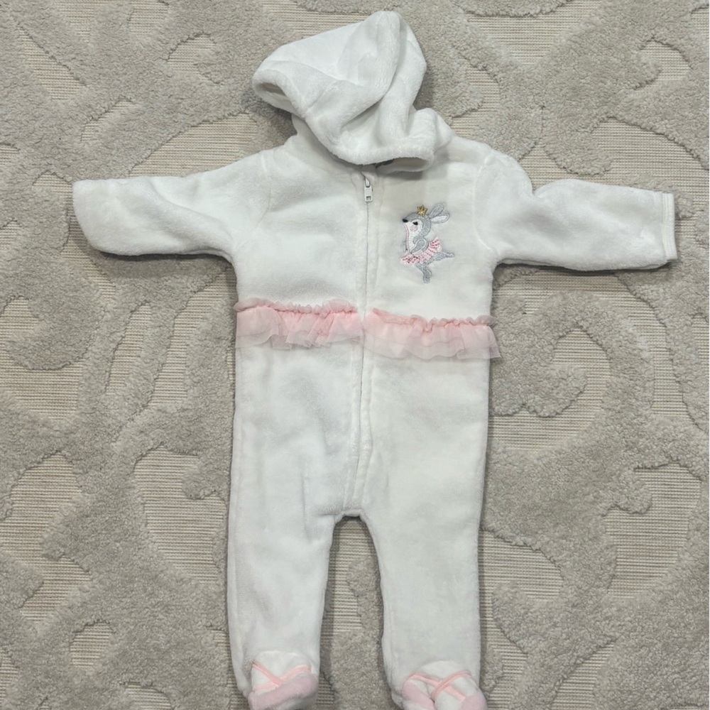 Petit Lem White and Pink Footed One Piece
